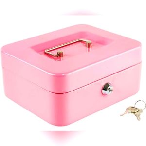 Durable Steel Pink Medium Lock Cash Box With Cash Drawer and a Set Of Lo…
